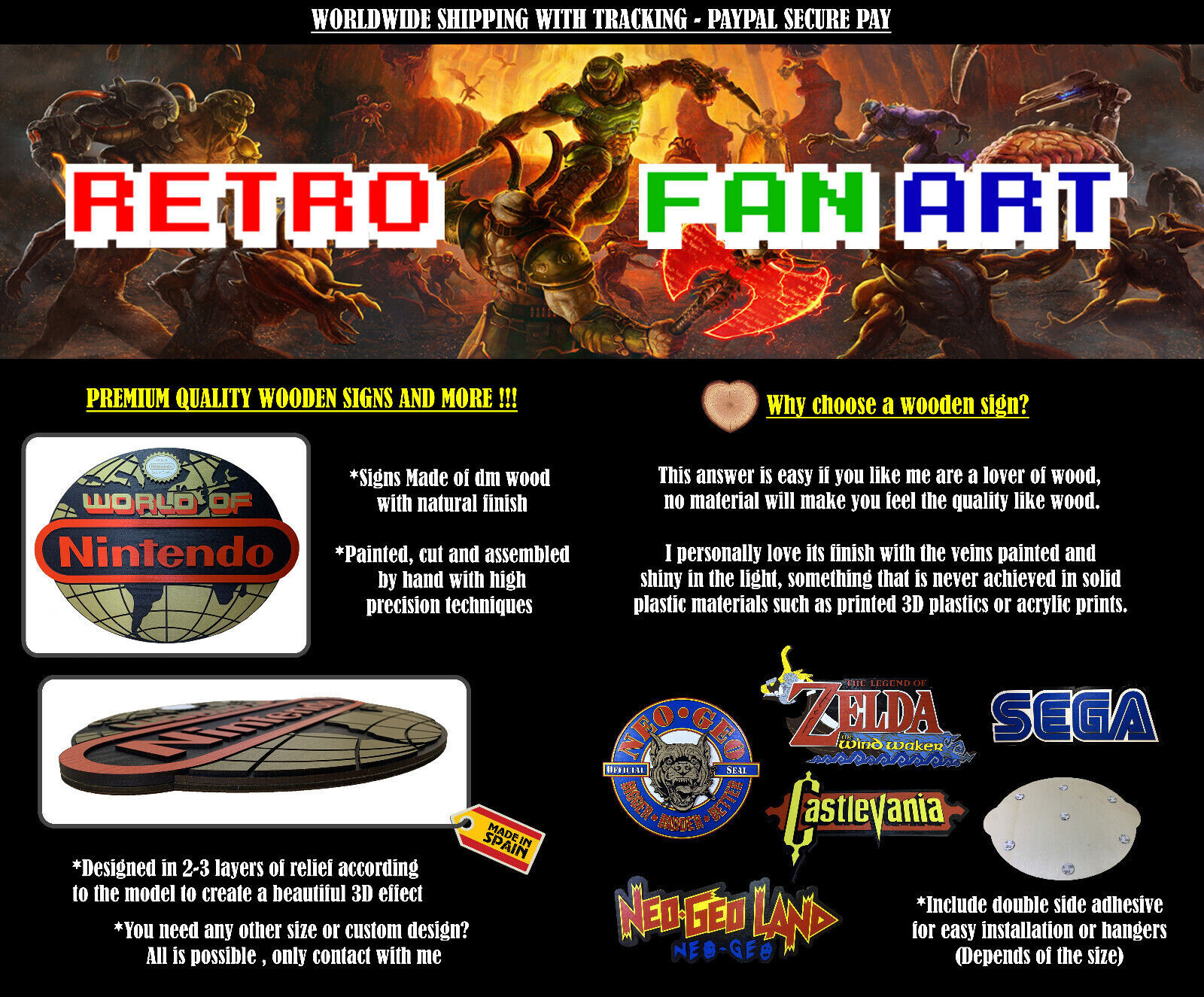 READ INFO – Neo Geo Logo Poster in Wood – Wall Display – aes mvs cd cz snk