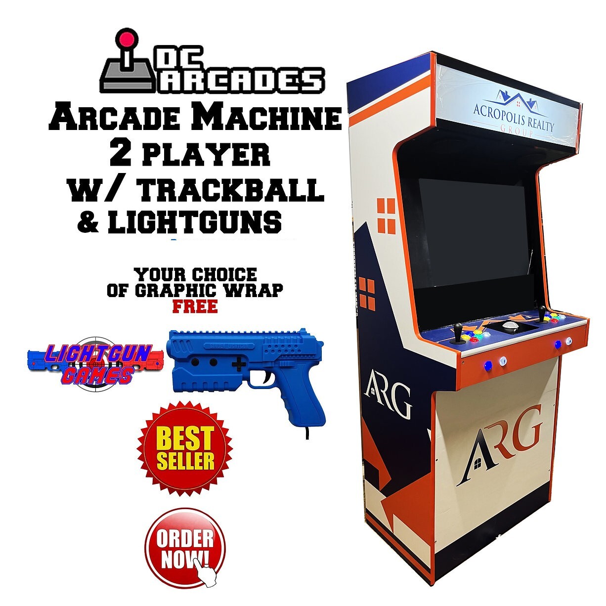 2 Player Arcade Cabinet w/ Trackball & 2x LightGuns