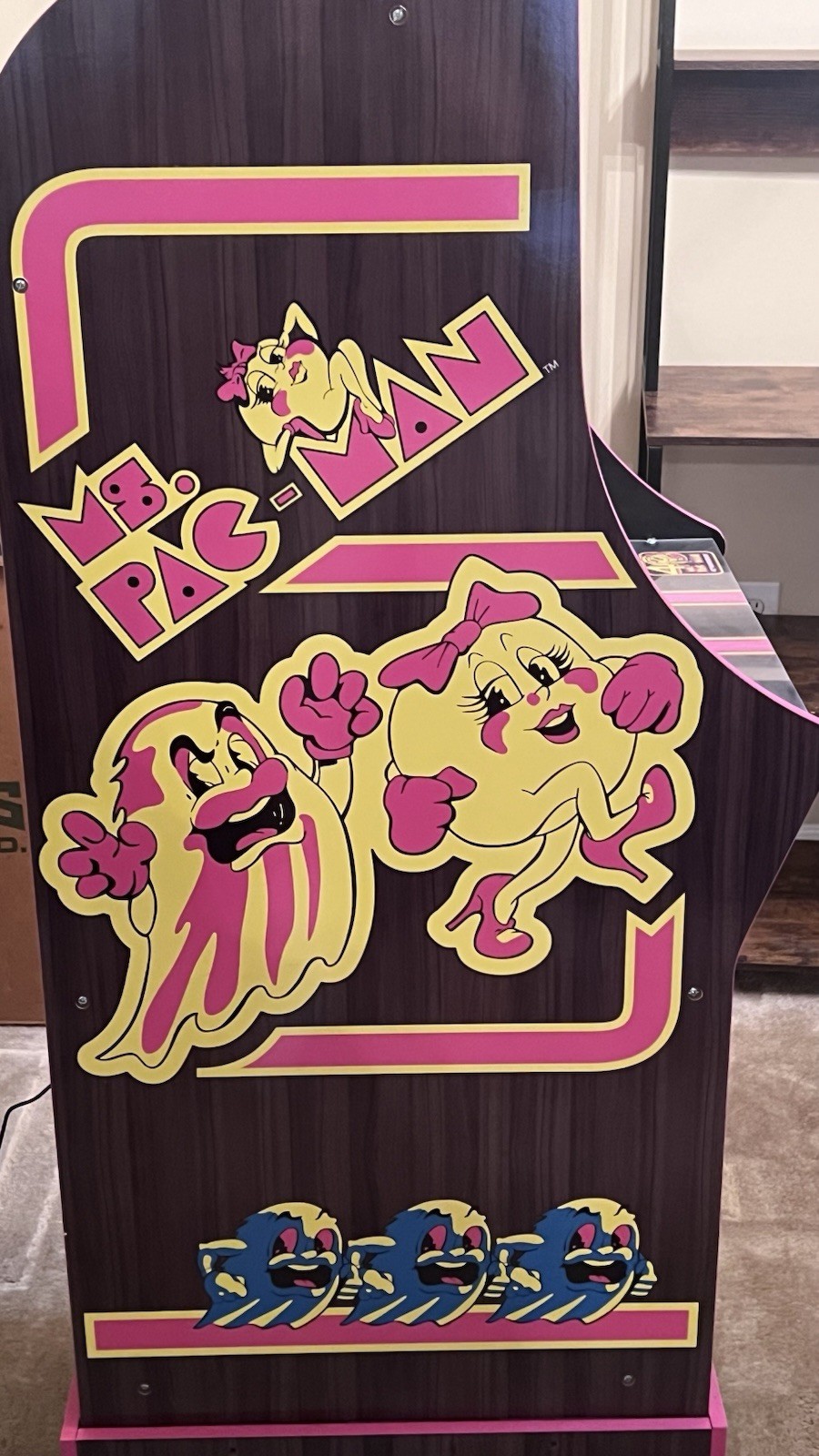 Ms. Pac-Man Video Arcade Machine with Bar Stool 40th Anniversary Edition