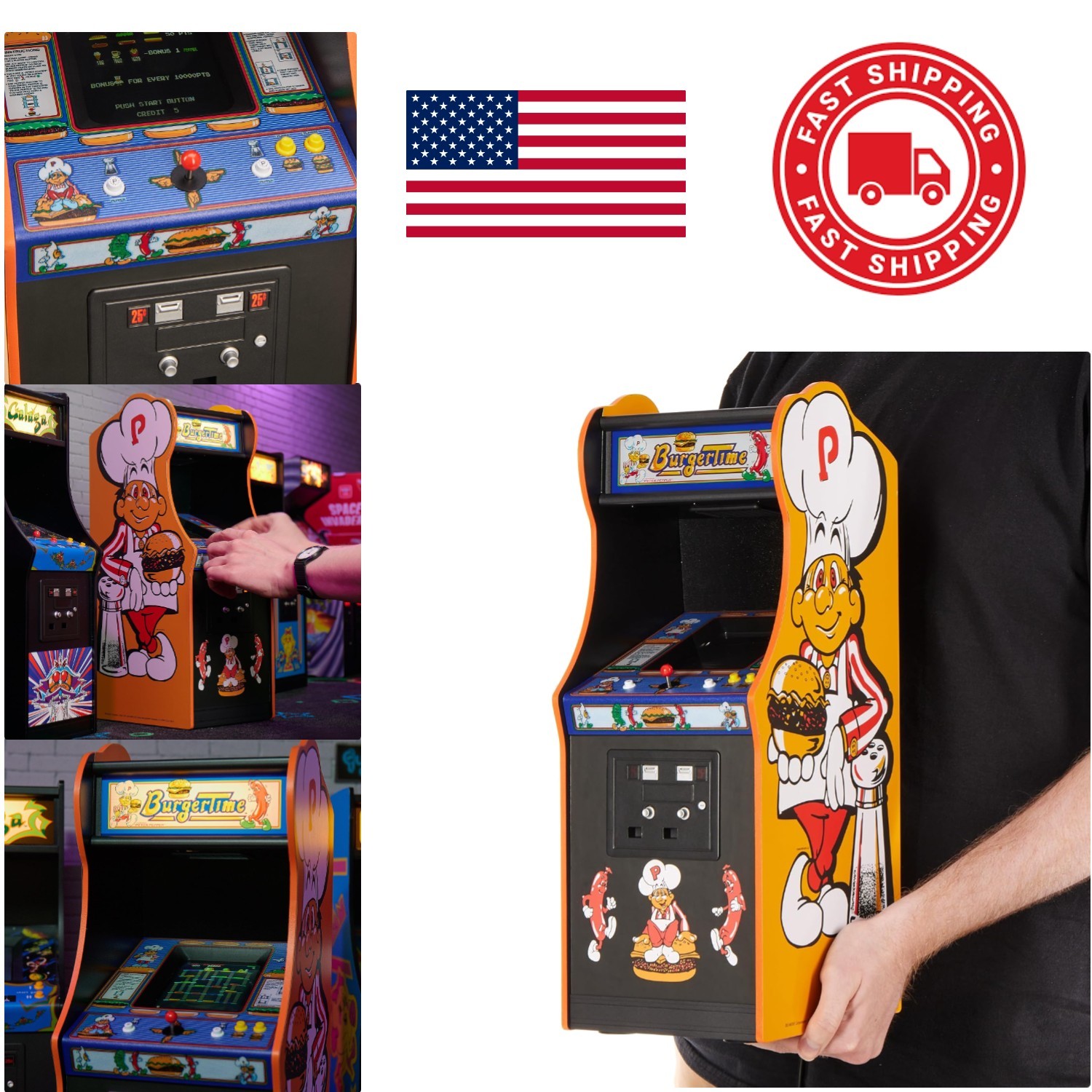 Nostalgic Mini Arcade Burger Time 5 Inch Screen Wooden Design for Collectors