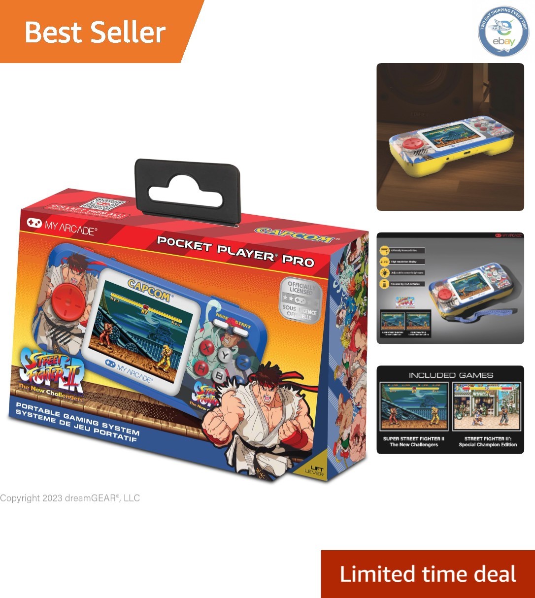 Street Fighter II Pocket Player – Compact Handheld Gaming for 2.75-Inch Display