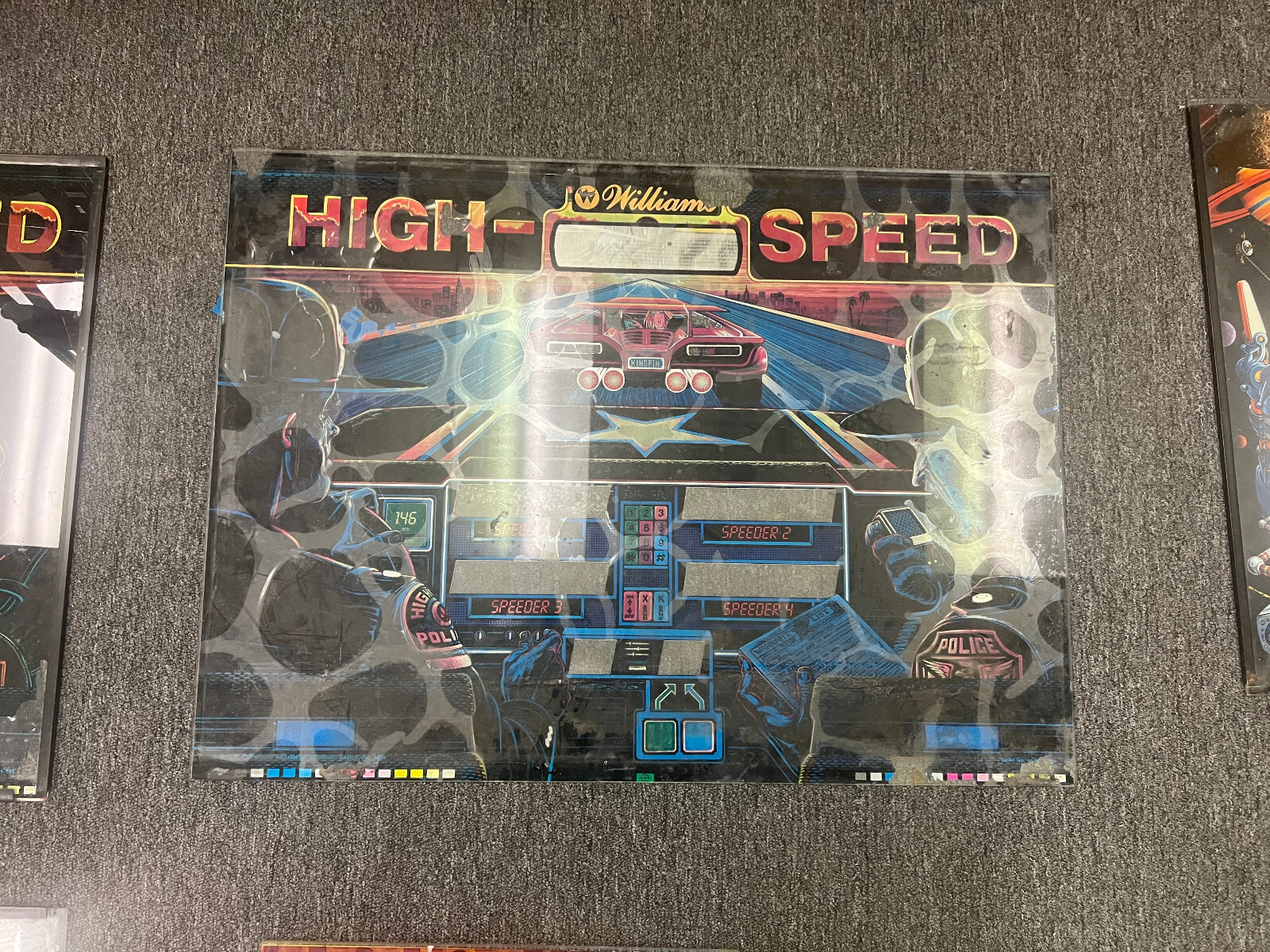 HIGH SPEED Pinball BACKGLASS by WILLIAMS 1986