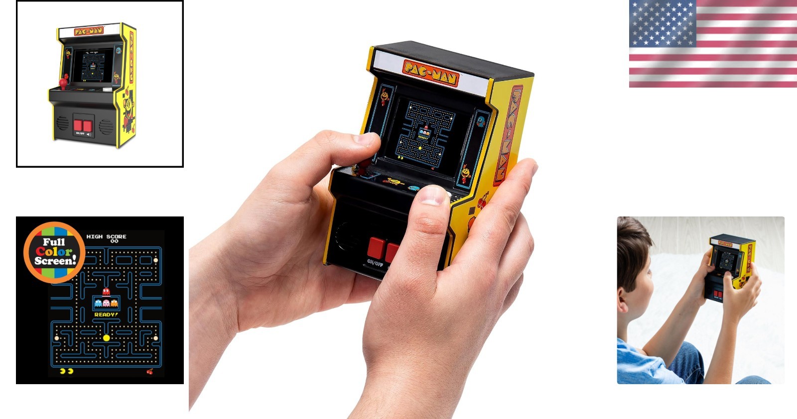 Full-Color Pac-Man Handheld Arcade Game – Battery Powered Retro Fun