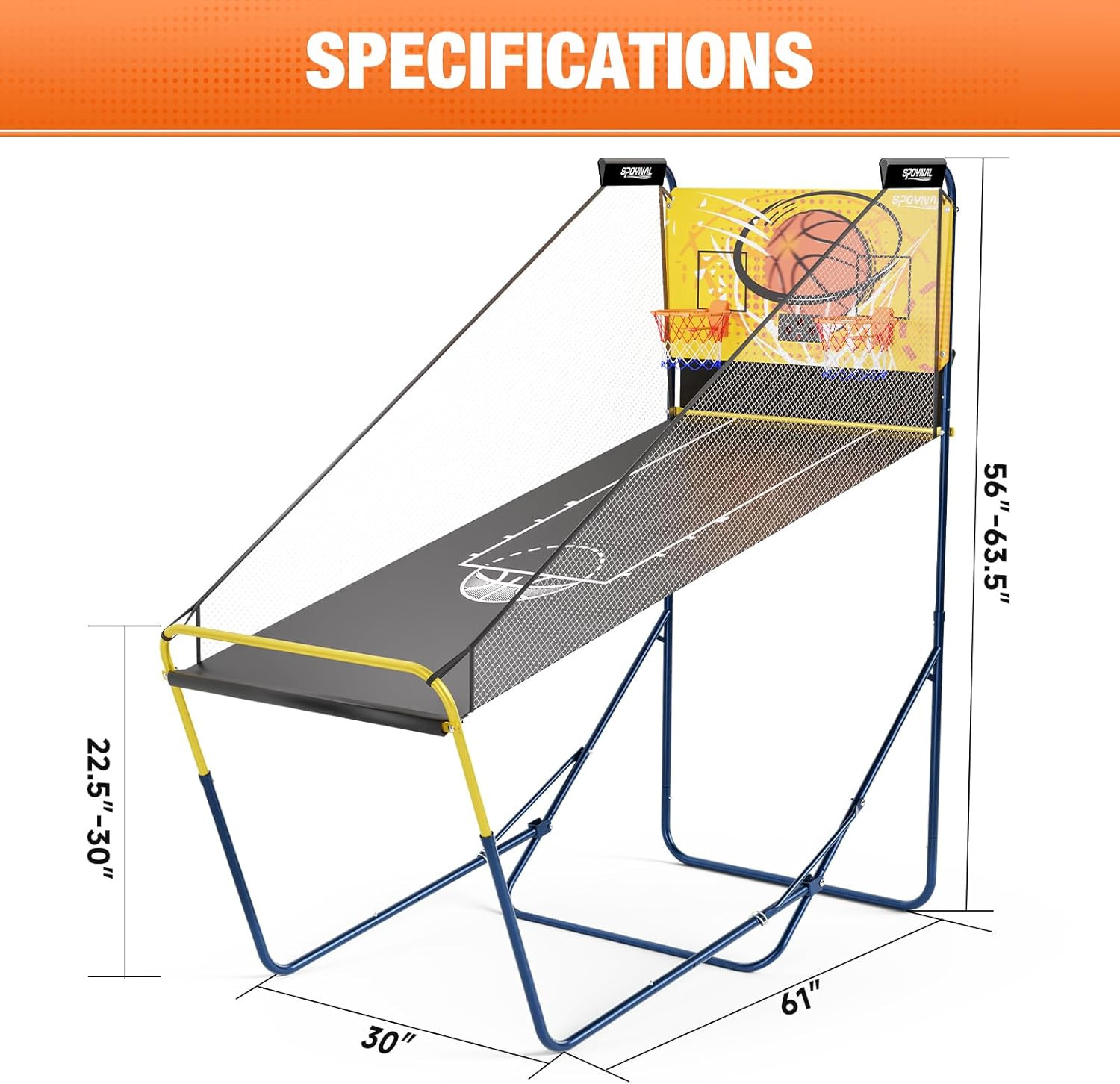 Dual Shot Basketball Arcade Machine for Home with Adjustable on Front & Back – I