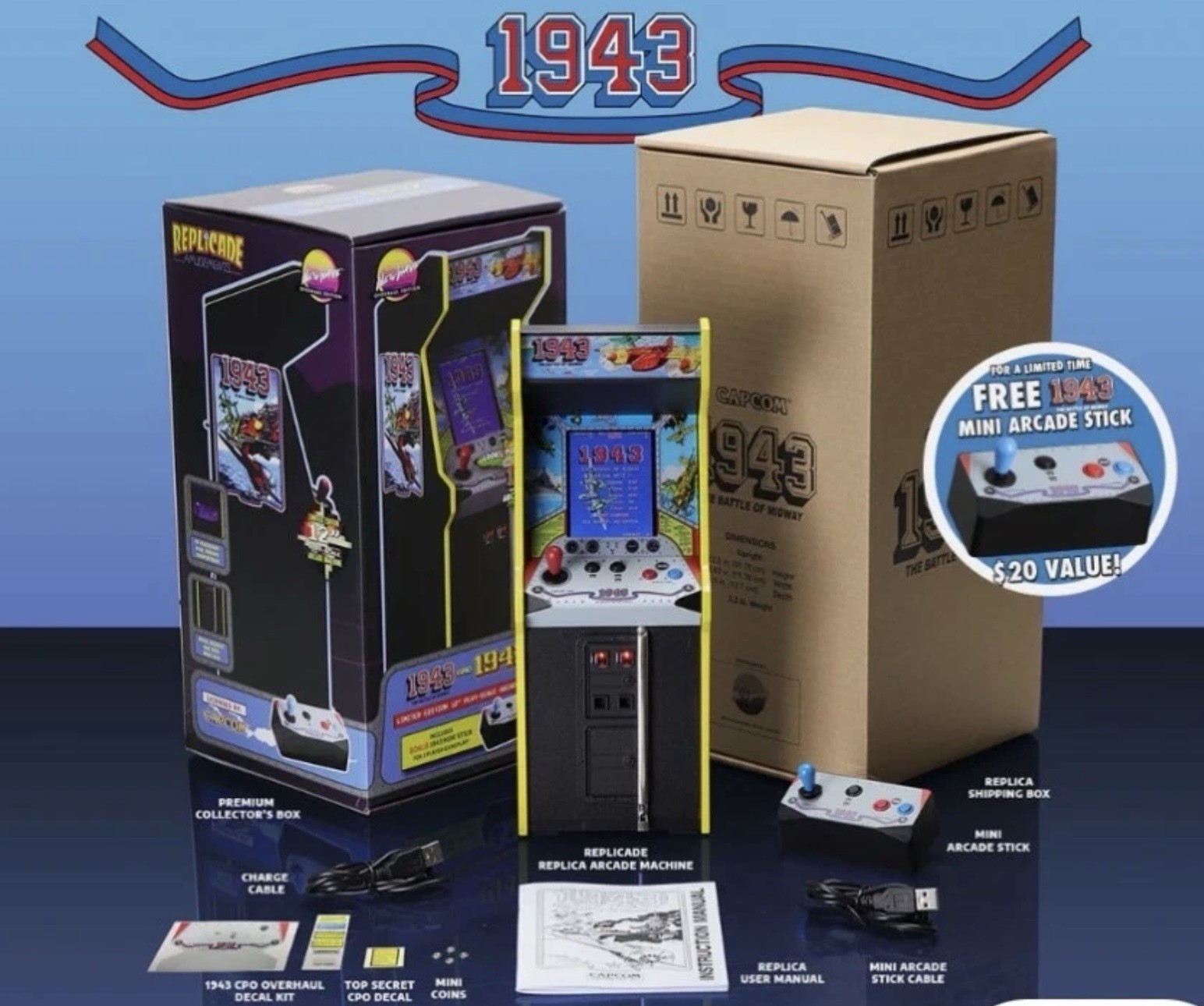 New Wave Toys Replicade 1943 X Arcade BRAND NEW FACTORY SEALED