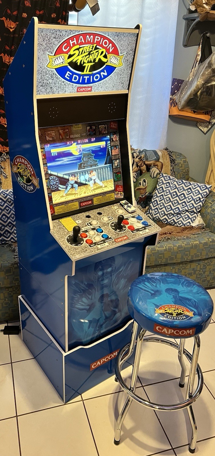 Arcade1up STREET FIGHTER 2 BIG BLUE with Riser & Stool Very rare ✅🔥 Great Deal