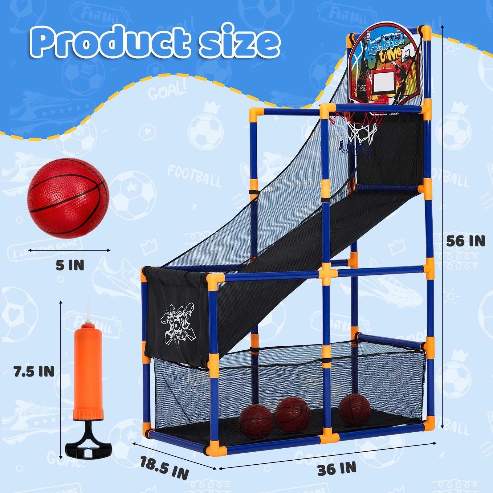 Basketball Arcade Game Set with 4 Balls – Indoor & Outdoor Basketball Hoop