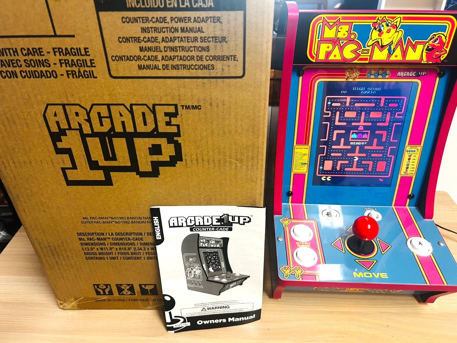 Arcade 1up 8296 Ms Pac-Man & Super Pac-Man 16″ Countertop Arcade Machine w/Box