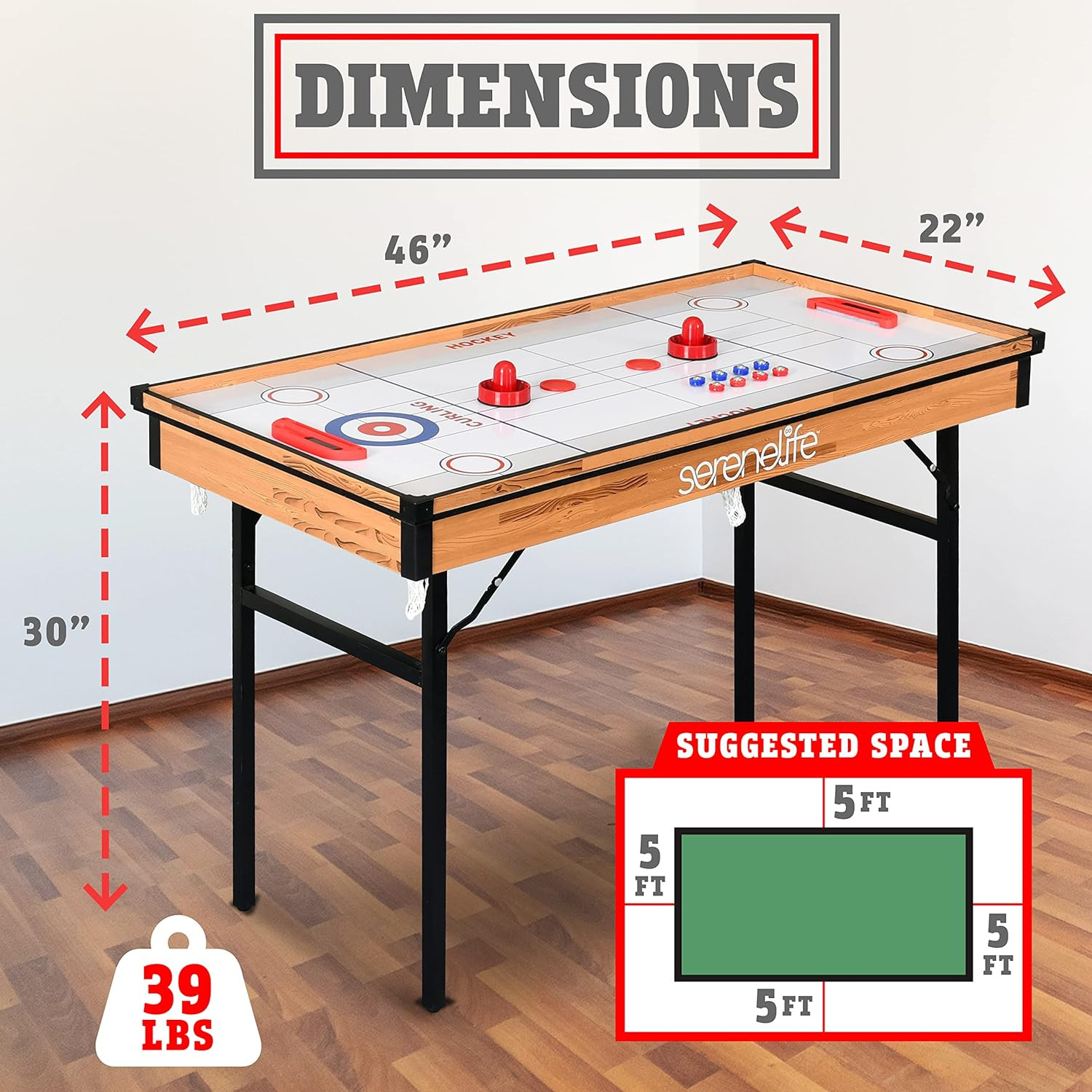 4 in 1 Multi Game Table, 4’X2’ Folding Portable Sports Arcade Games with Accesso