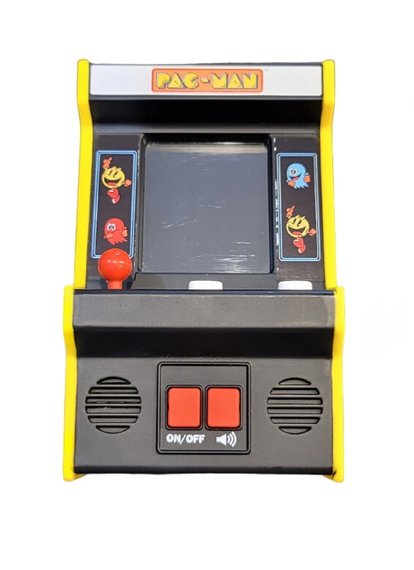 PAC-MAN Handheld MINI Arcade Game BANDAI Namco 5 5/8 Inches ~ Tested & Works