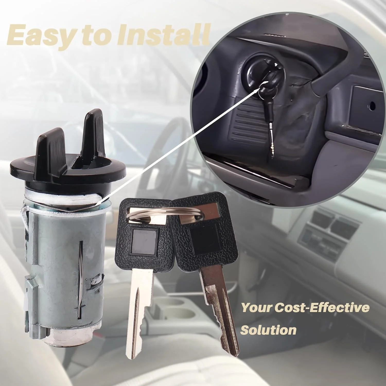Ignition Switch Lock Cylinder & Door Lock Cylinder Set Compatible with Chevy GMC