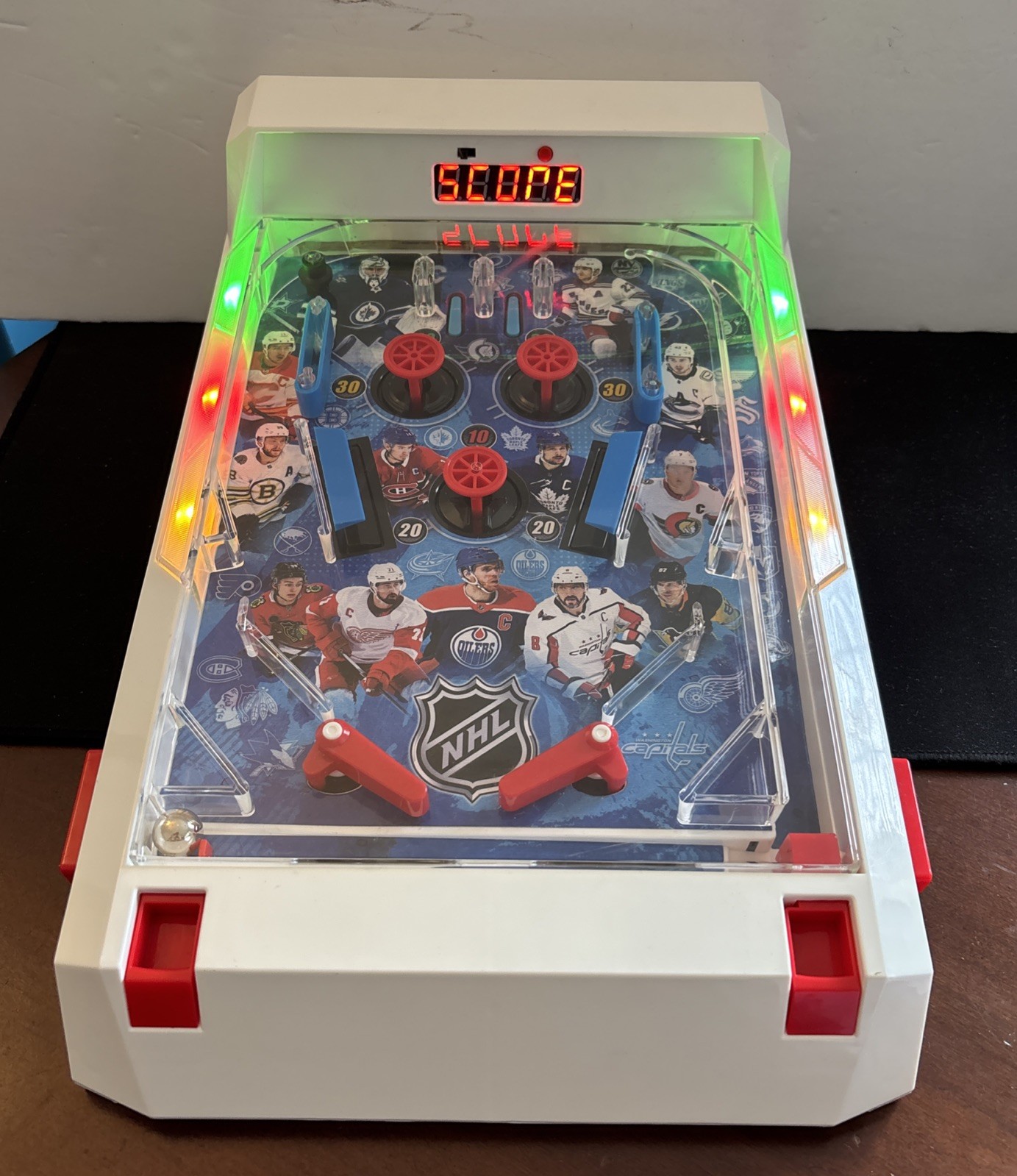 Tabletop NHL Arcade Pro Electronic Pinball Game Merchant Ambassador Tested Works