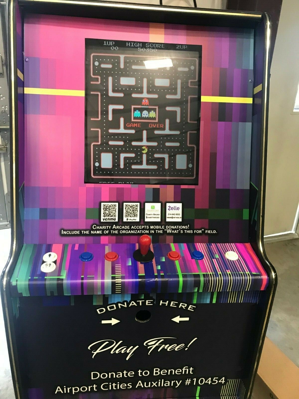 1981 Reunion NAMCO Licensed Ms. Pacman/Galaga Arcade Machine Game Charity Arcade