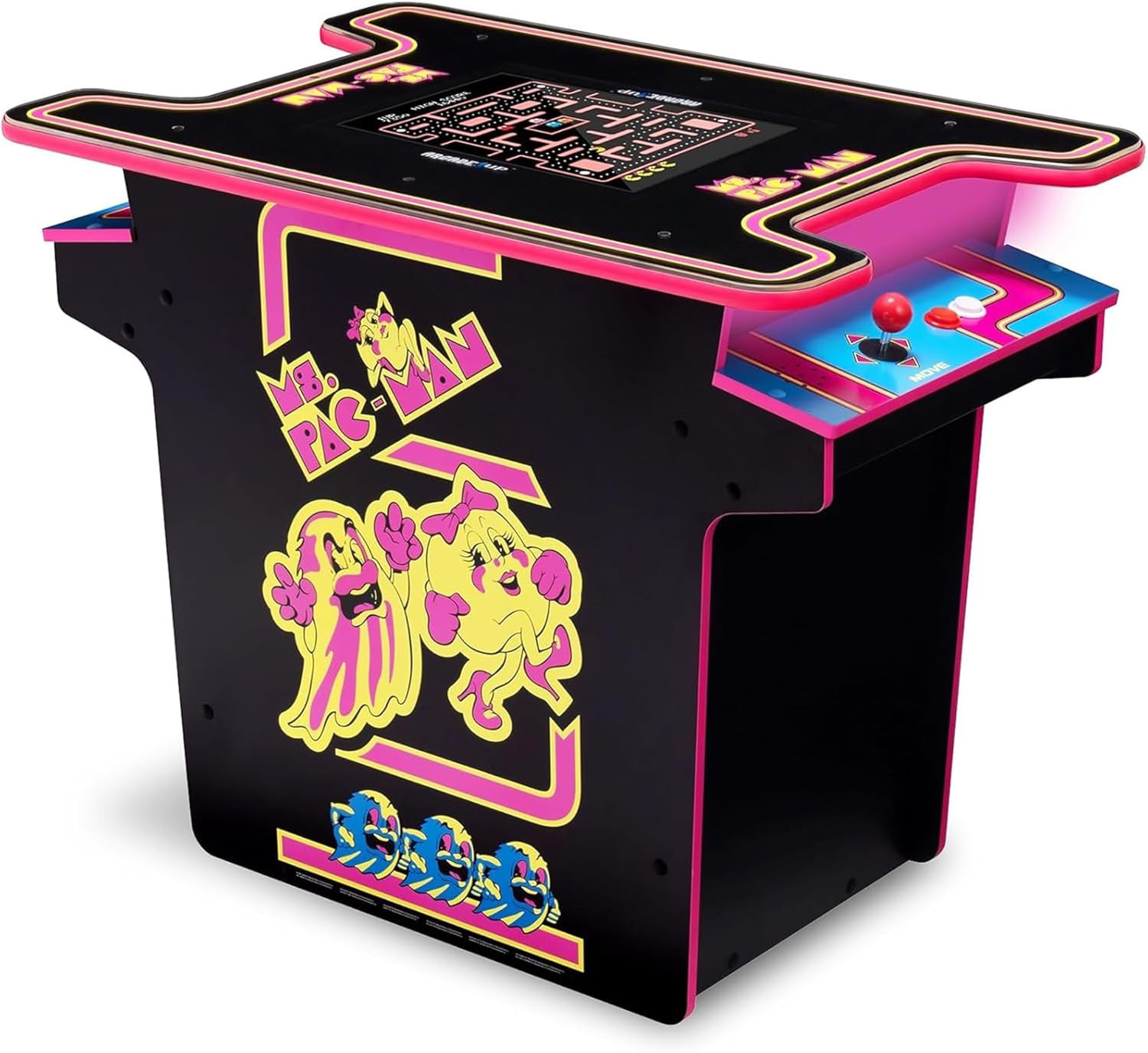 Arcade1Up Ms.Pac-Man Arcade Cocktail Table Built for Your Home Light Up Control