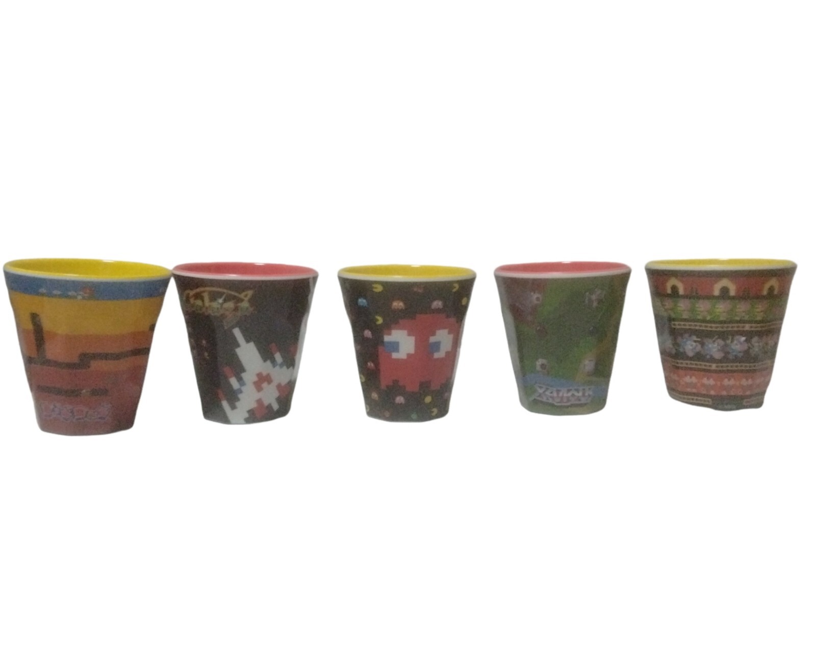 Bandai Pack Man xevious 5 set melamine cup 80s arcade game　game center japan