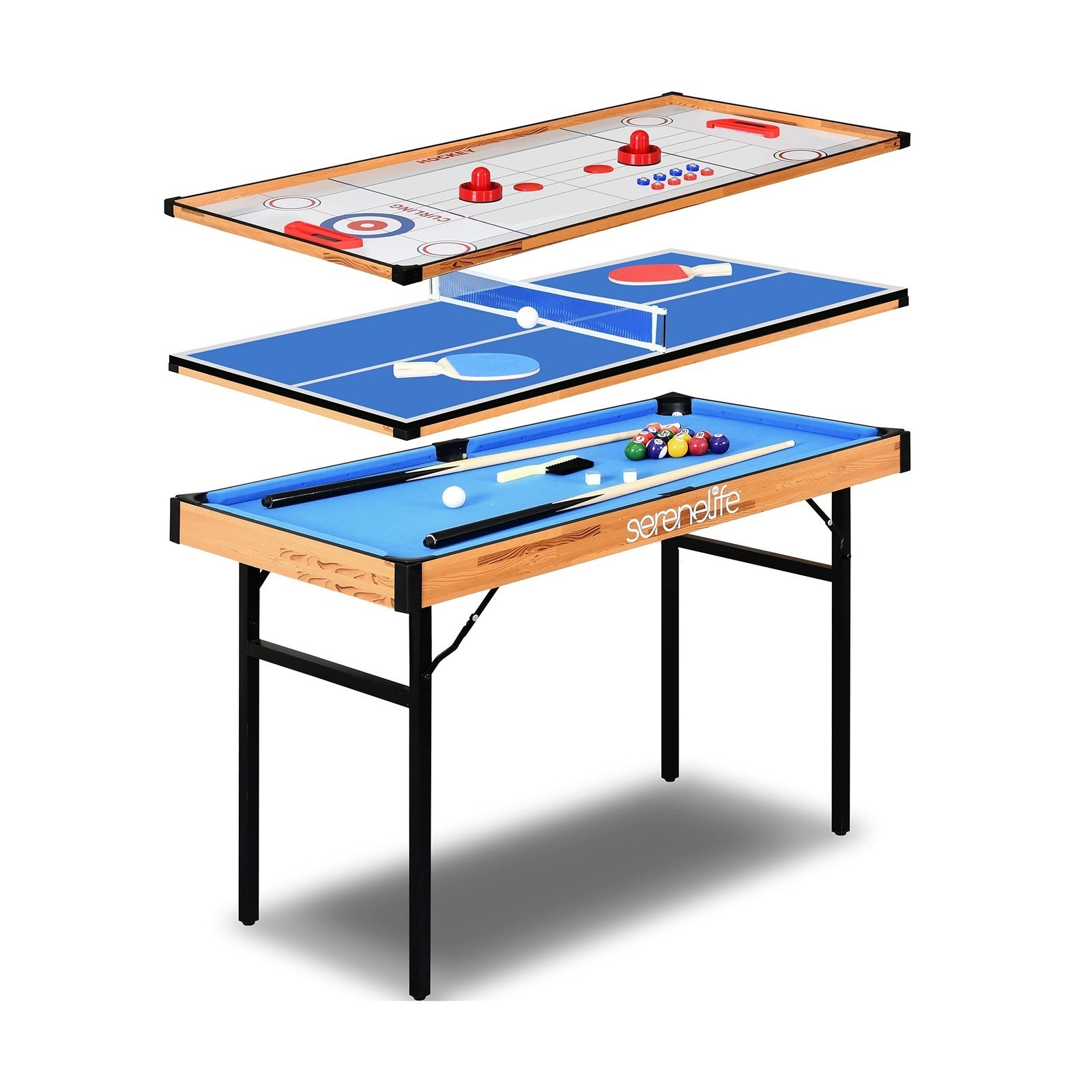 4 in 1 Multi Game Table – Folding, Ping Pong/Air Hockey/Pool/Shuffleboard