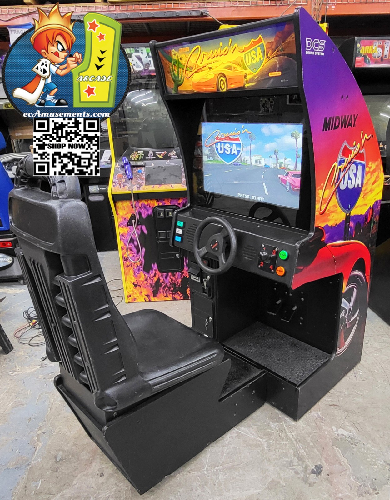 Cruisn USA Arcade Sit Down Driving Racing Video Game Machine 27″ LCD Monitor -#1