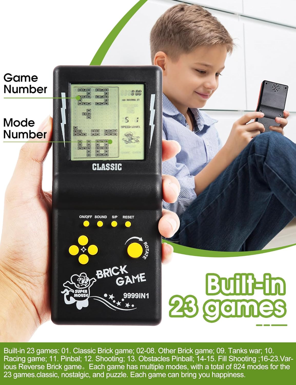 3.5-Inch Large Screen Retro Brick Game Console for the 80S/90S Build in Block