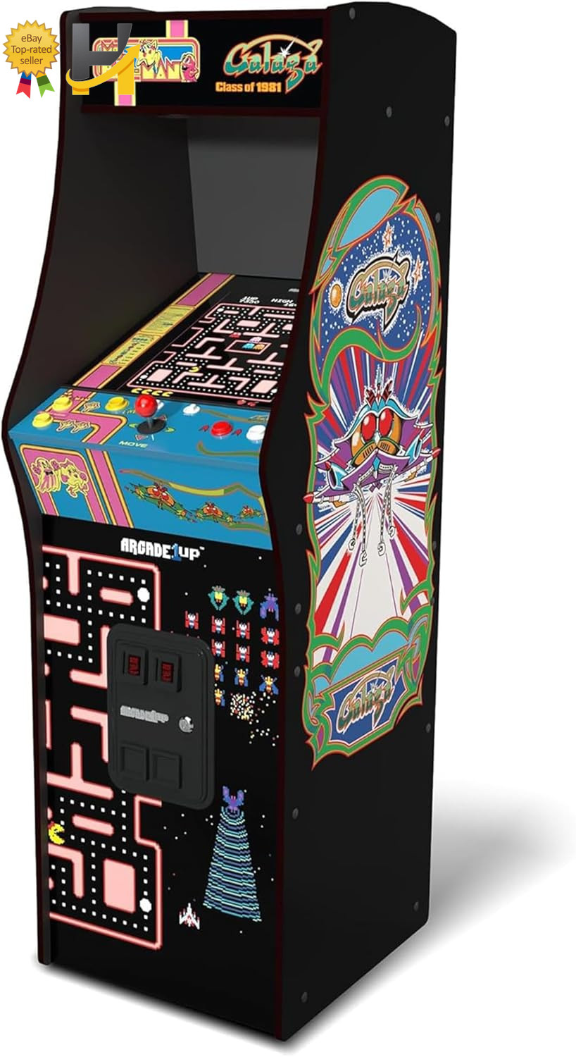 Pac-Man Class of ’81 Deluxe Arcade Machine Gaming Cabinet with 12 Retro Games