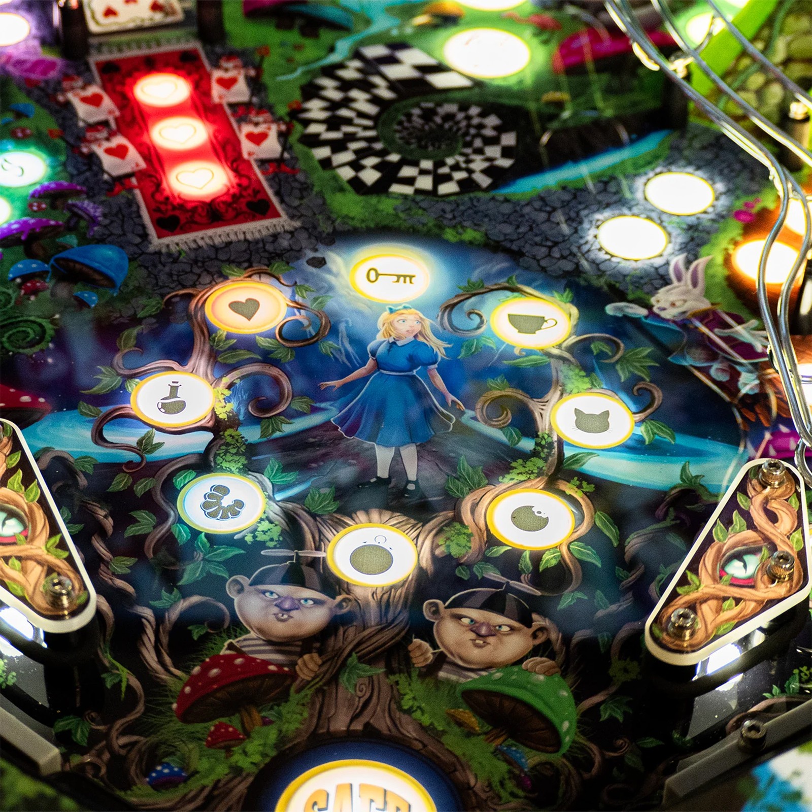 Wonderland Amusements Alice Goes to Wonderland Pinball Machine with LED Lighting