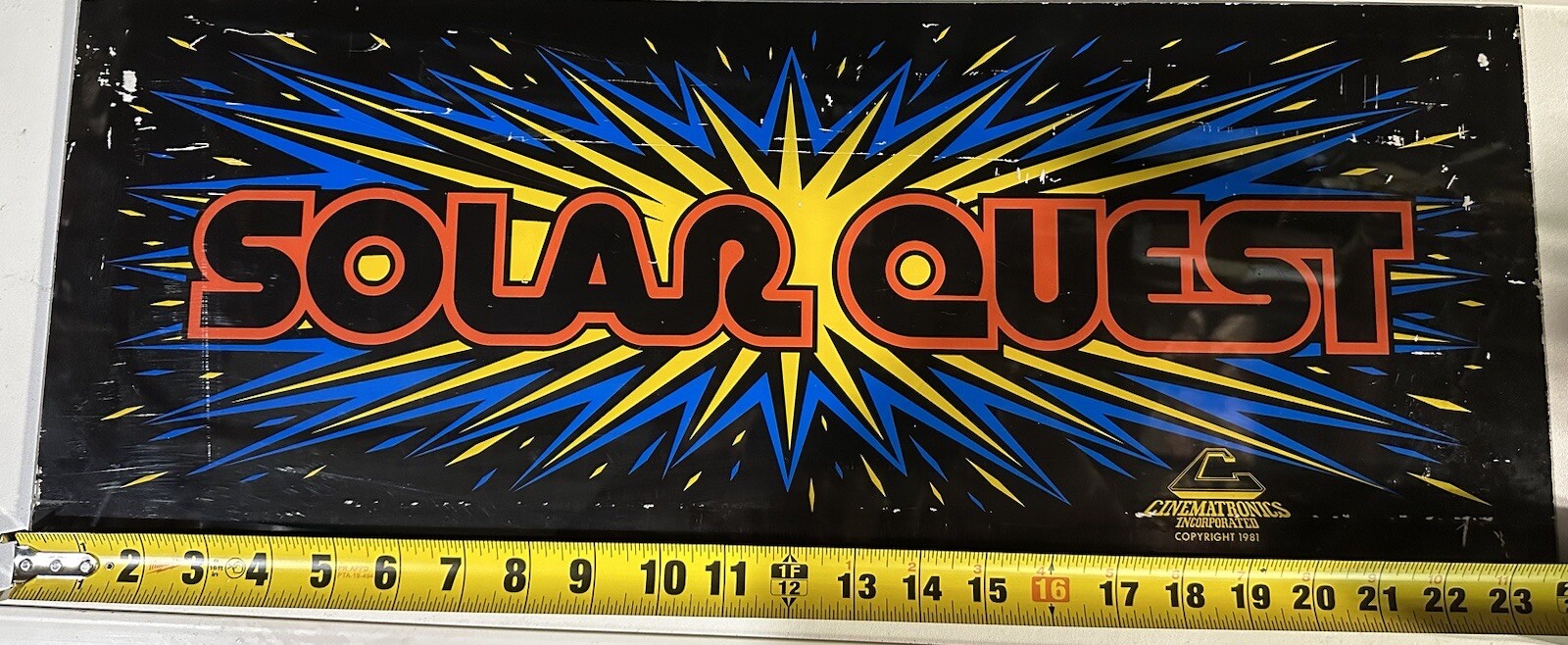 Vintage Arcade Video Game Original Cinematronics Marquee Header “Solar Quest”