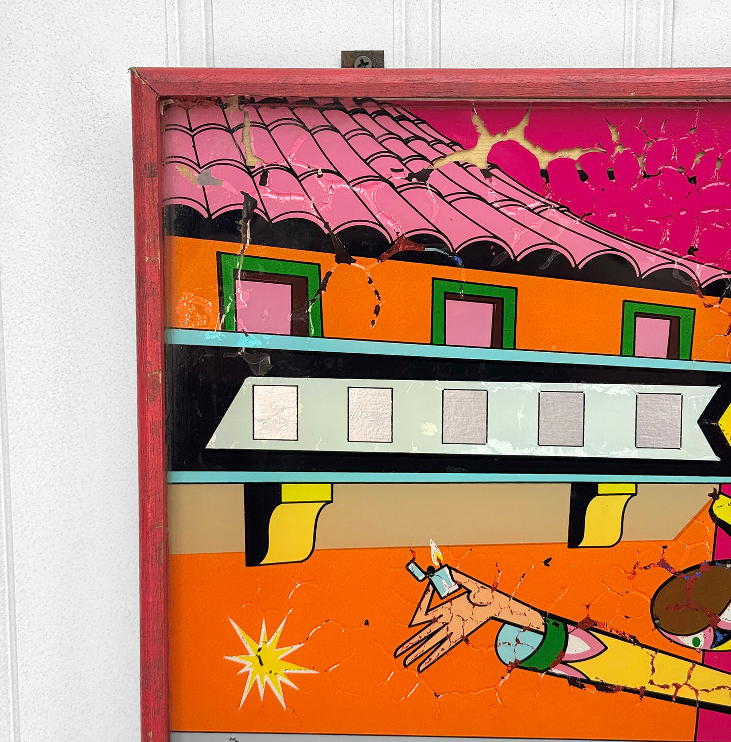 Mid-Century Pop Art Bally Firecracker Pinball Arcade Hanging Light Box