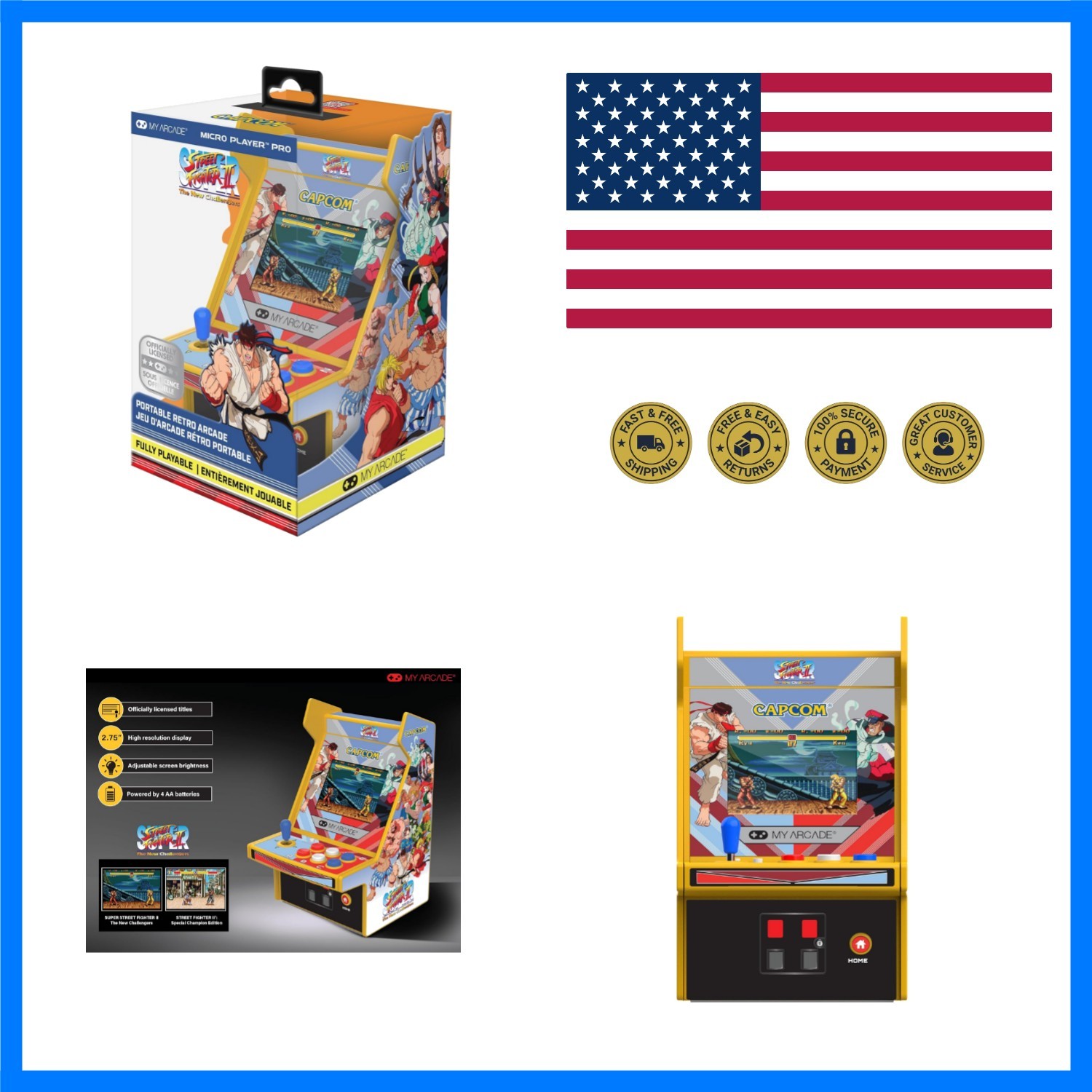 Super Street Fighter II Micro Player Pro: Capcom Games, Classic Arcades, 2 Ga…