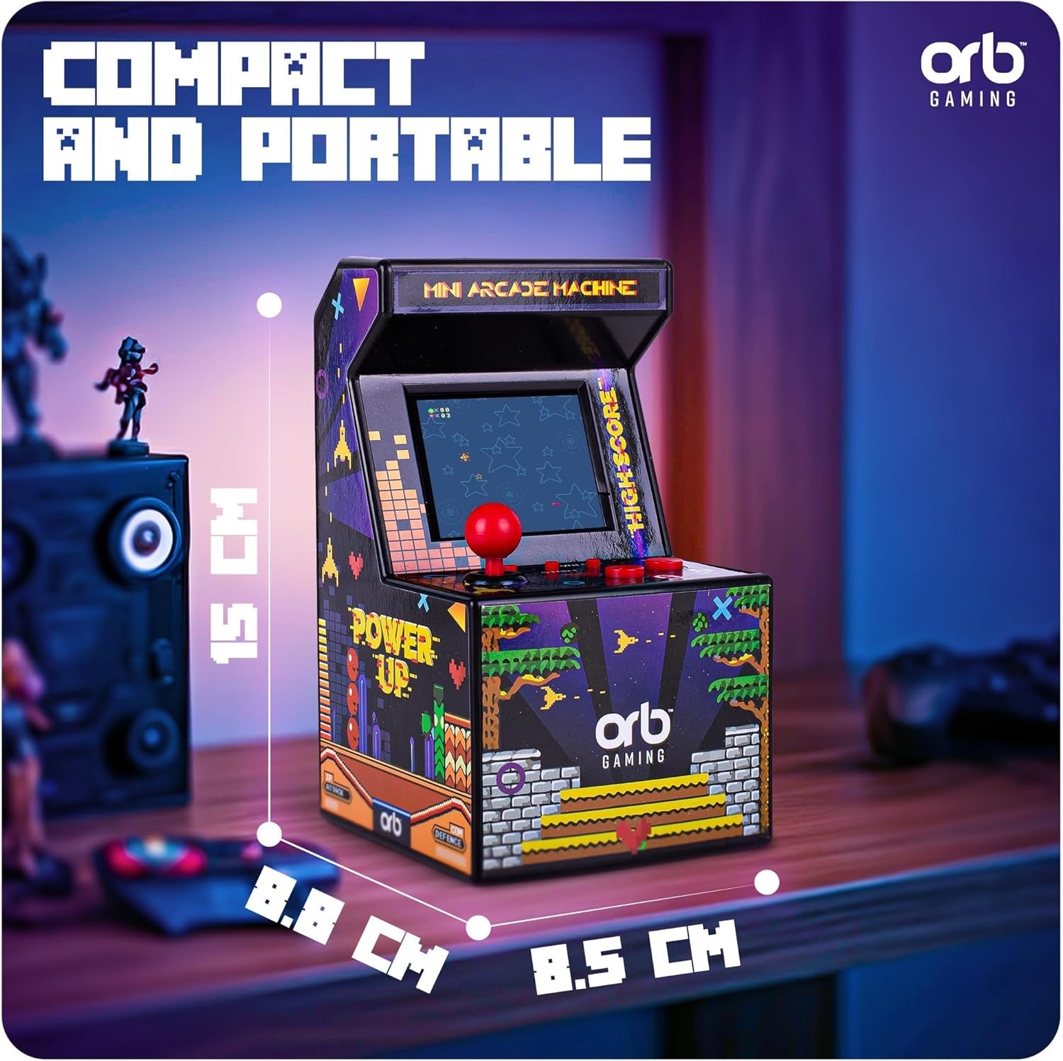 Orb – Mini Arcade Machine, 300 in-Built Games, 8-Bit Retro Arcade Games, 2.5”…