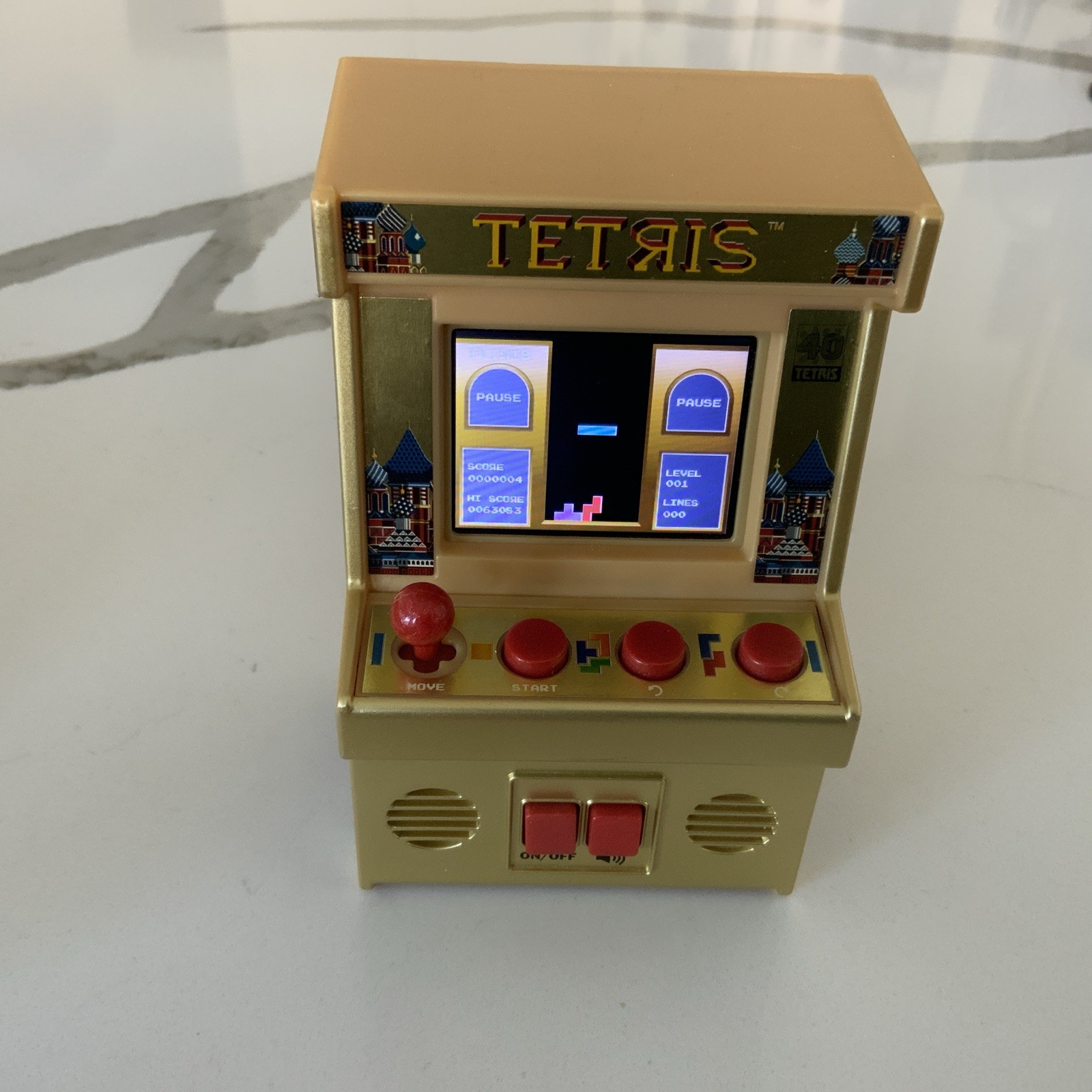 Tetris Hand Held Classic Arcade GOLD Mini Retro VIDEO Game TESTED WORKS FUN