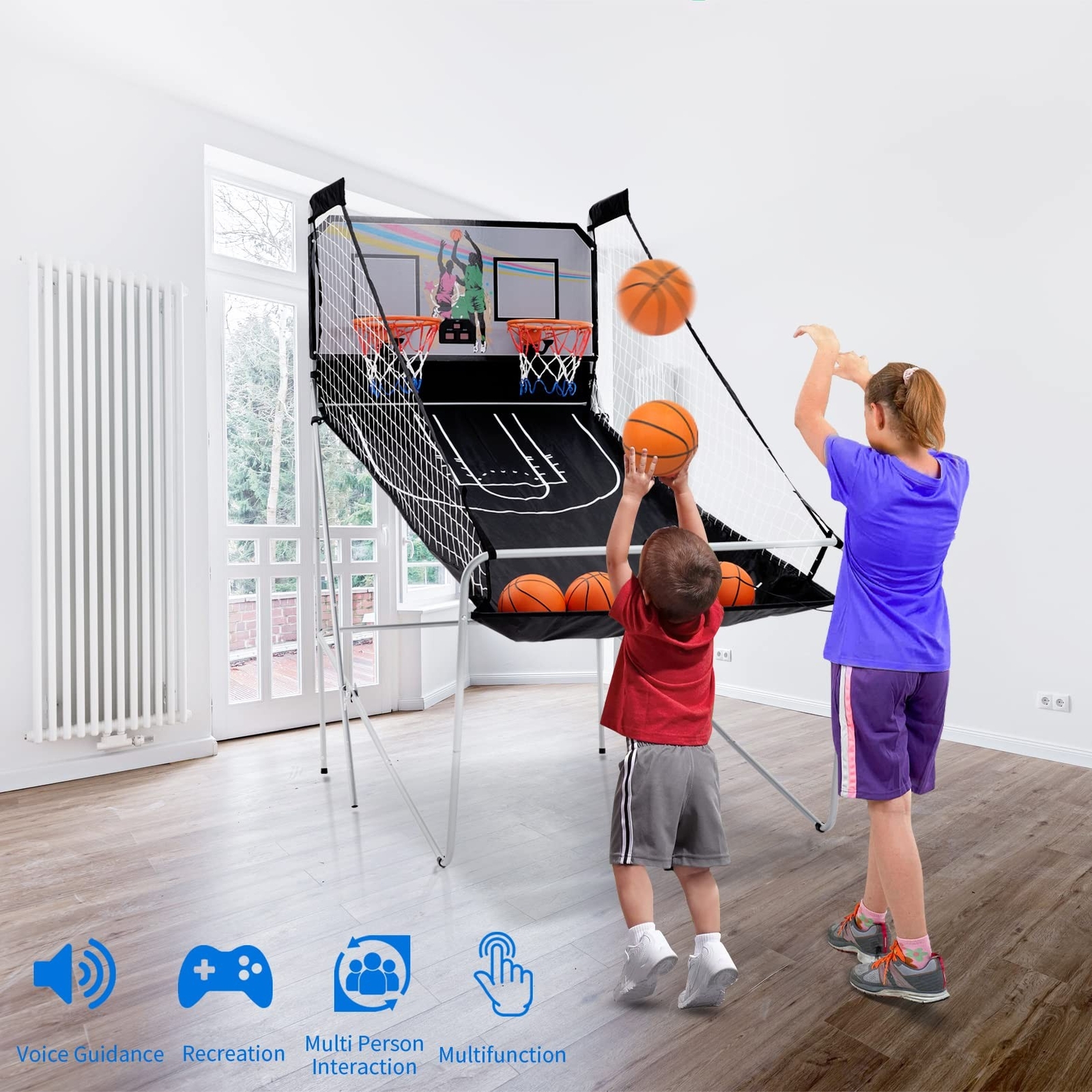 Foldable Electronic Dual Basketball Arcade Game,Double Shot 2Player,8 Game Op…