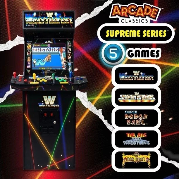 4 Player WWE Wrestlemania Supreme Series Premium Arcade Cabinet 5 Games Included