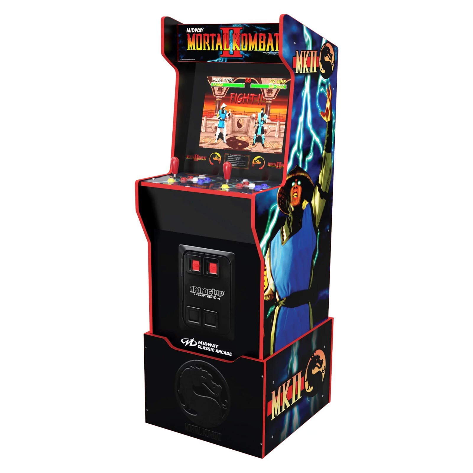 Arcade1UP Mortal Kombat Midway Legacy Arcade with Riser and Lit Marquee