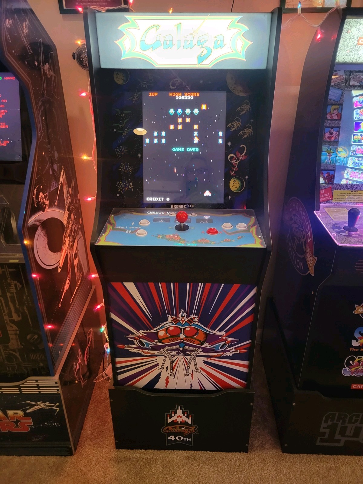 ARCADE1UP BANDAI-NAMCO 40TH ANNIVERSARY GALAGA 12-IN-1 GAME CABINET W/RISER