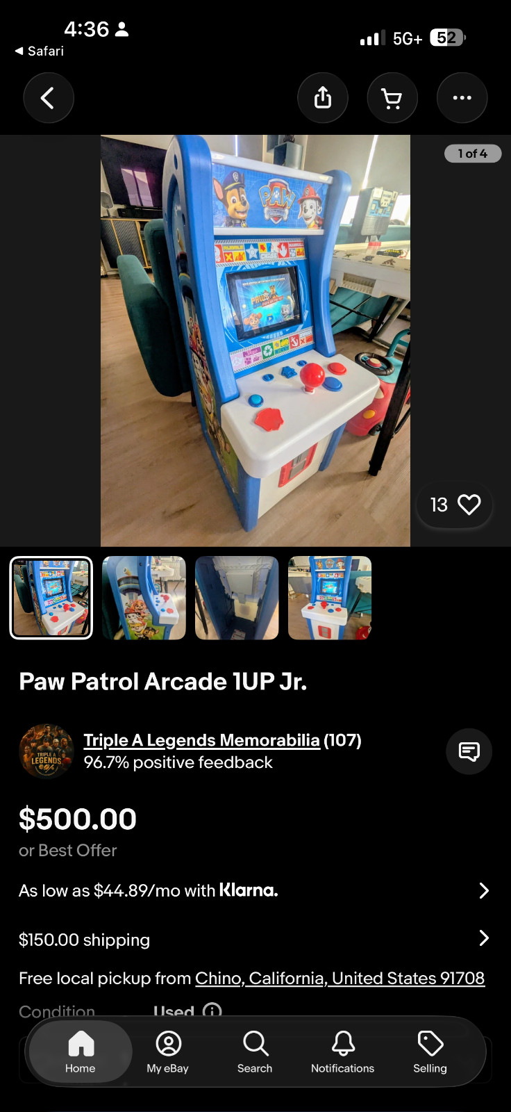 paw patrol arcade gane plug in to wall has 4 different games