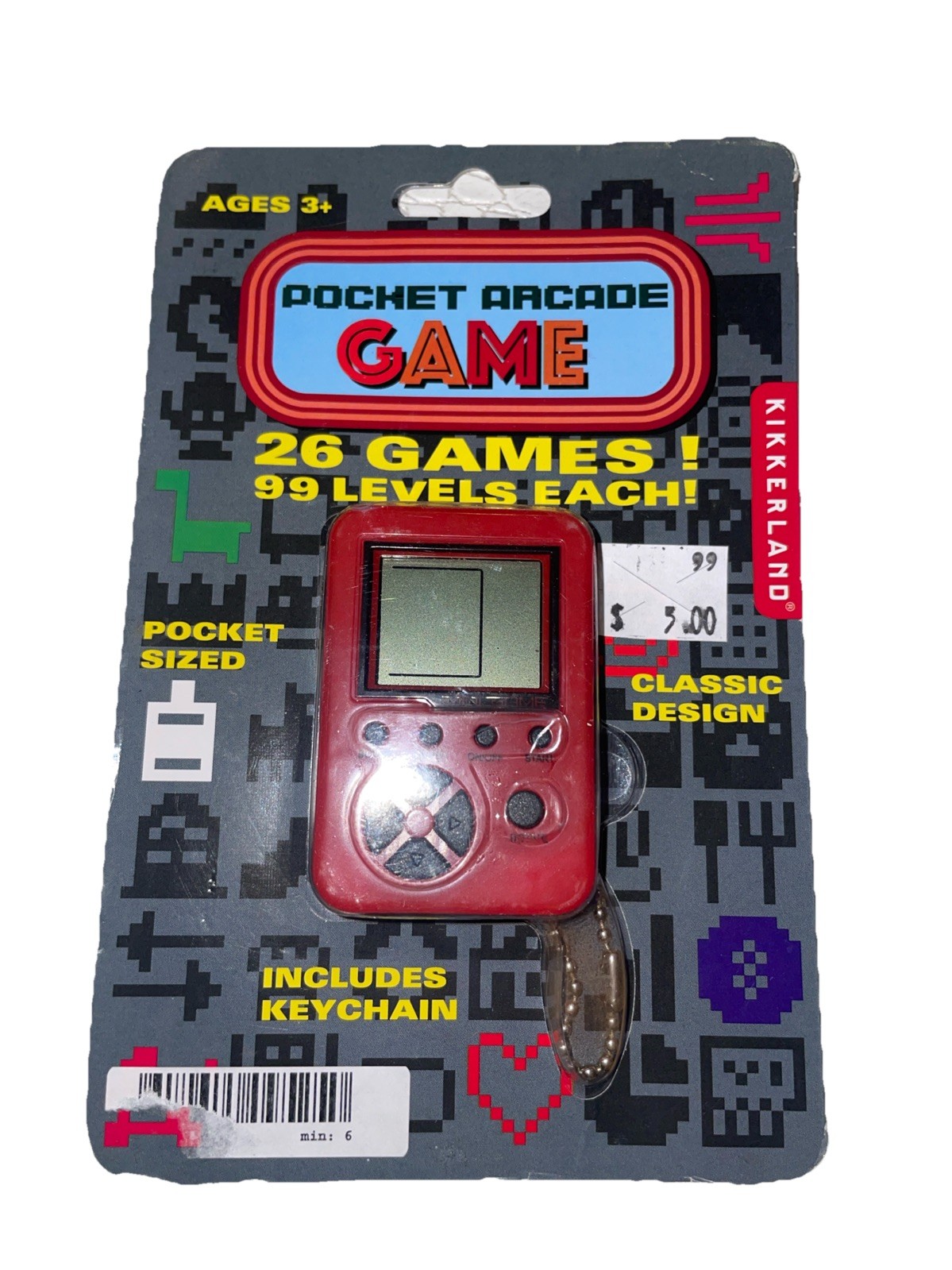 Kikkerland Pocket Arcade Game with 26 Games, 99 Levels Each