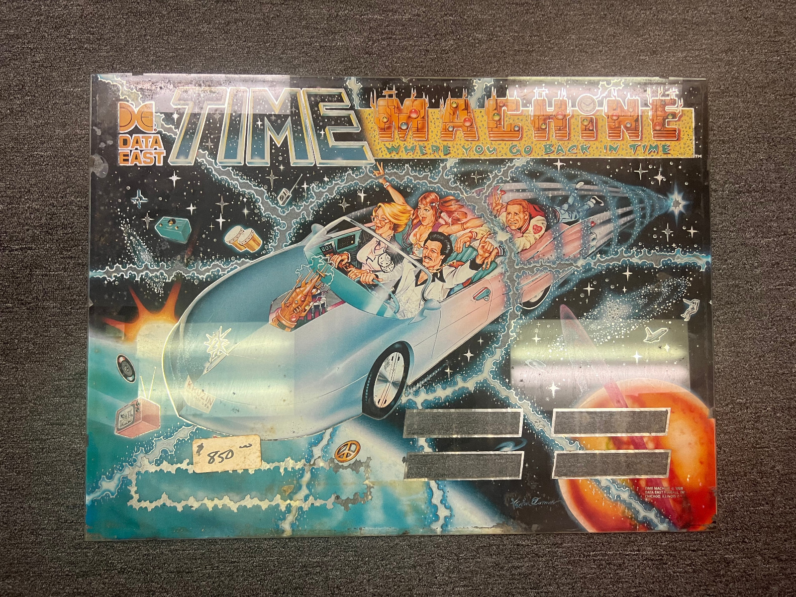 TIME MACHINE Pinball BACKGLASS by DATA EAST 1988
