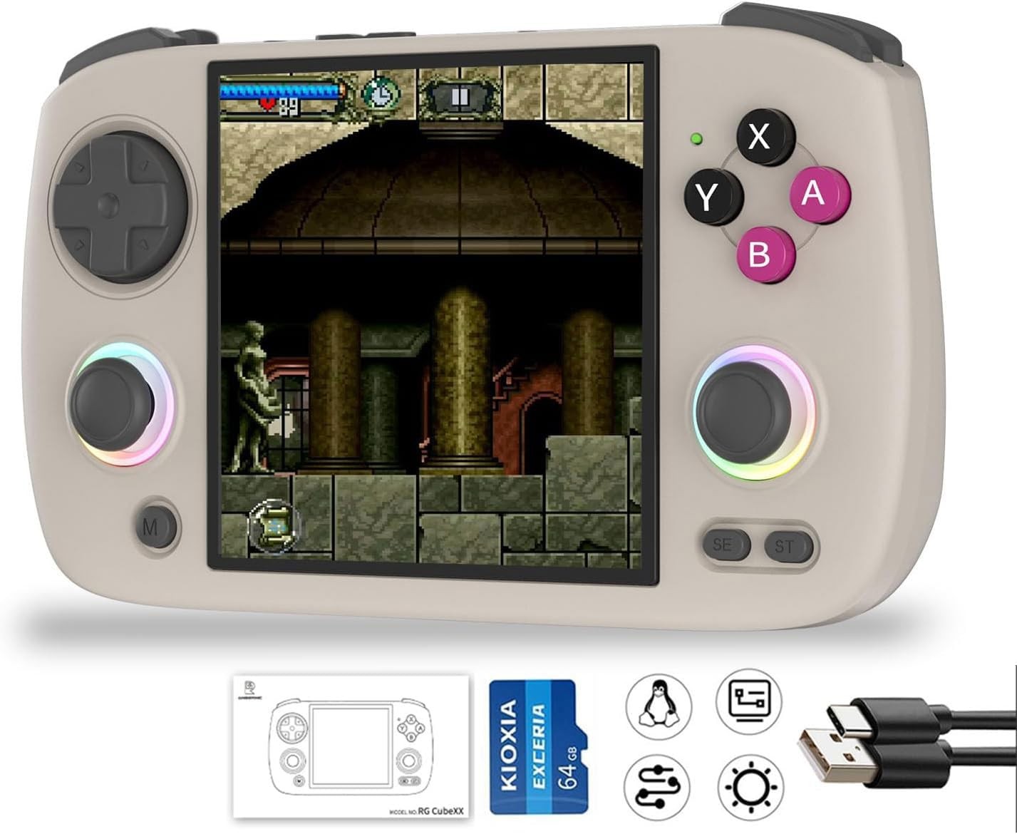 RG Cubexx Retro Game Handheld 3.95 Inch IPS 0.6 x 1.79 x 15.7 inches, Grey
