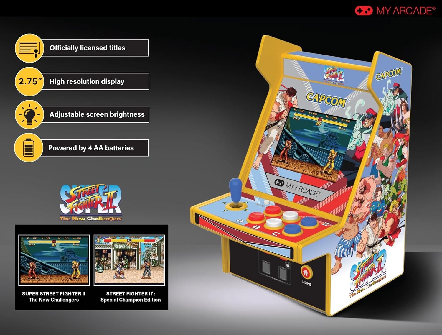 Super Street Fighter II Micro Player Pro Mini Arcade Game with 2.75 Inch Display