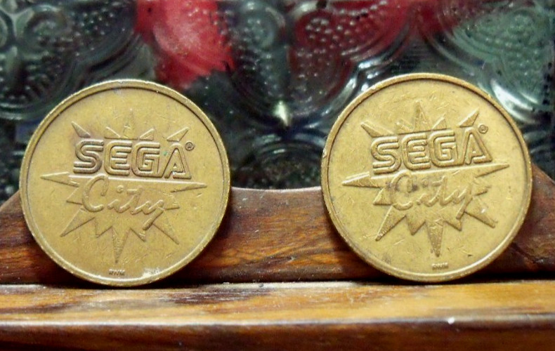 SEGA CITY ARCADE TOKENS (2) VINTAGE YOU GET 2