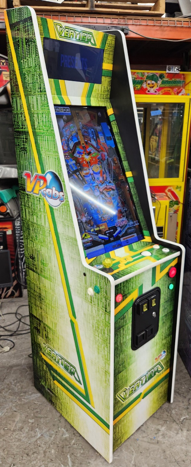 VPCabs Vertigo VIRTUAL PINBALL Arcade Game 32″ LCD 128 Games Installed (Green)