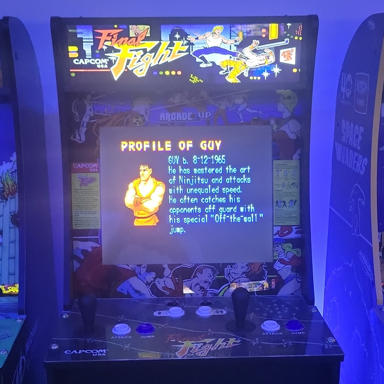 Arcade1Up Final Fight Capcom Arcade Cabinet w/ Riser – Light Up Marquee