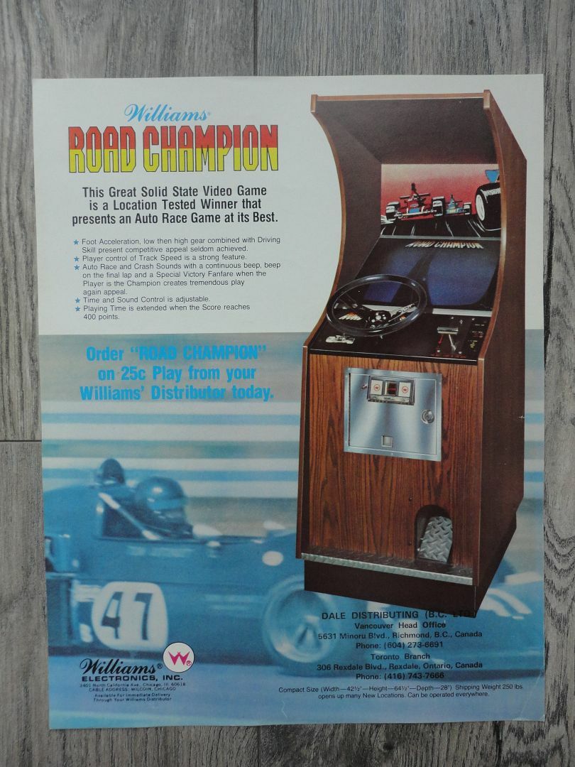 Road Champion Video Arcade Machine Flyer Original Williams Brochure 1977