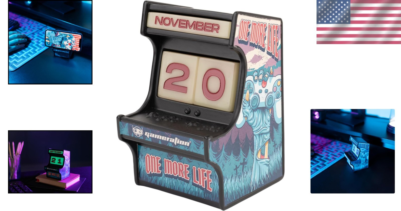 Handcrafted 3D Perpetual Calendar with Interchangeable Date Blocks – Mini Arcade