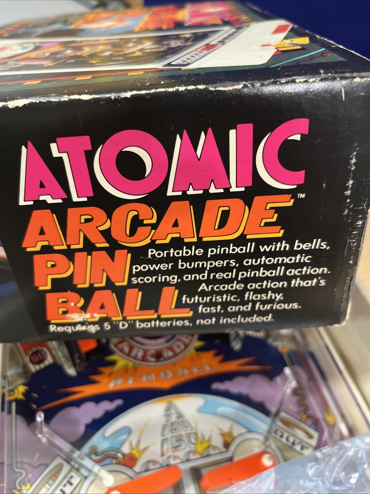 1979 Atomic Arcade Pin Ball Machine With Original Box LIGHTS UP MAKES SOUNDS