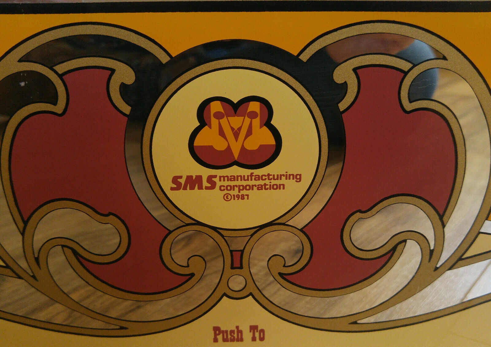 Vintage Glass SMS Top Draw Bar Arcade Gambling Machine Video Game Frame Panel