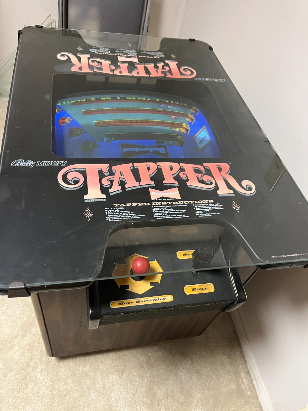 Budweiser TAPPER Arcade Machine Cocktail Video game used. Works Only 300 Made
