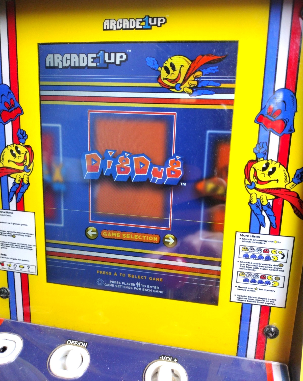Super Pac-Man Tabletop Retro Arcade Game 4 Games in 1 Arcade-1-Up Works w Issue