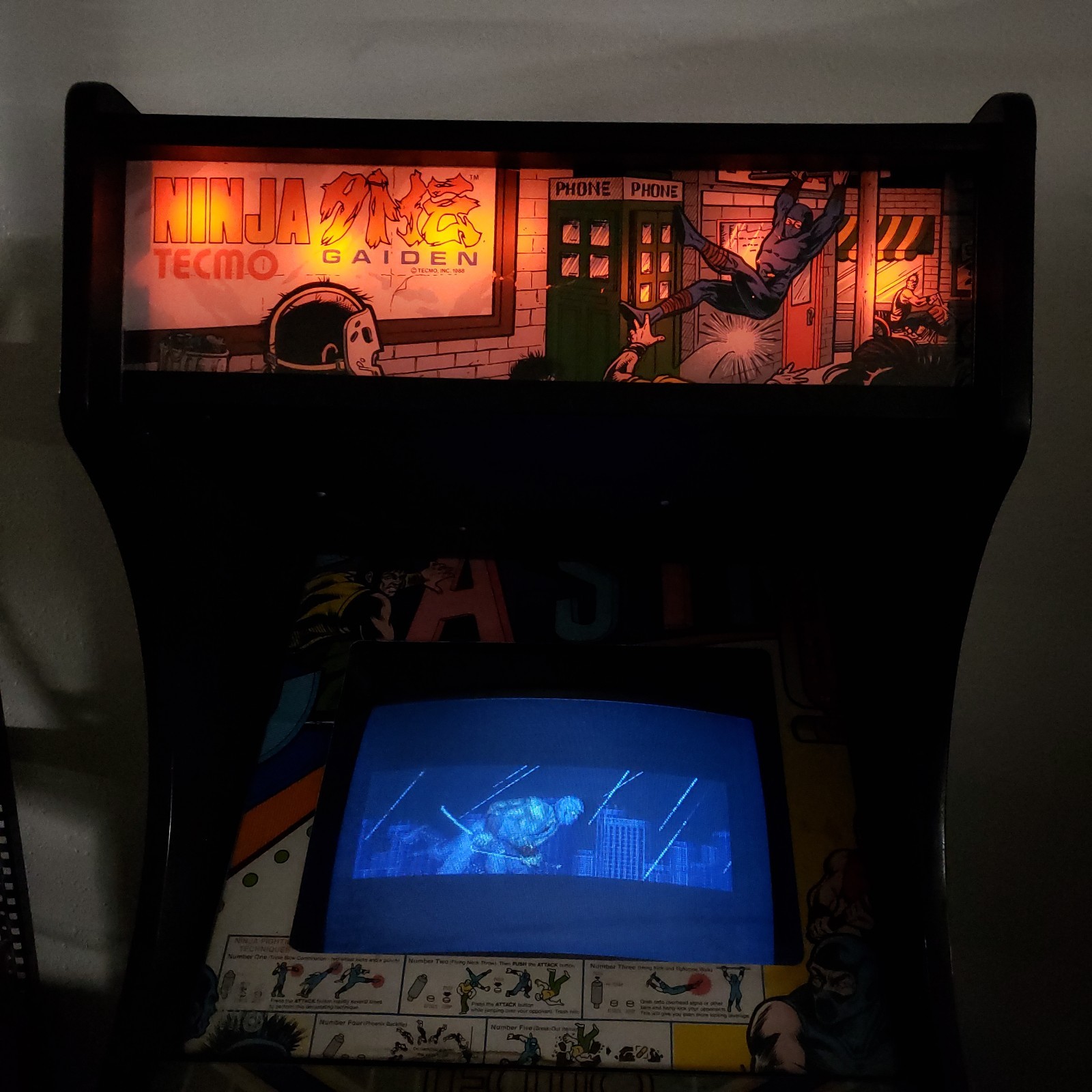 Vintage Tecmo Ninja Gaiden Arcade Cabinet Game 1988 – Tested Working Screen Wave