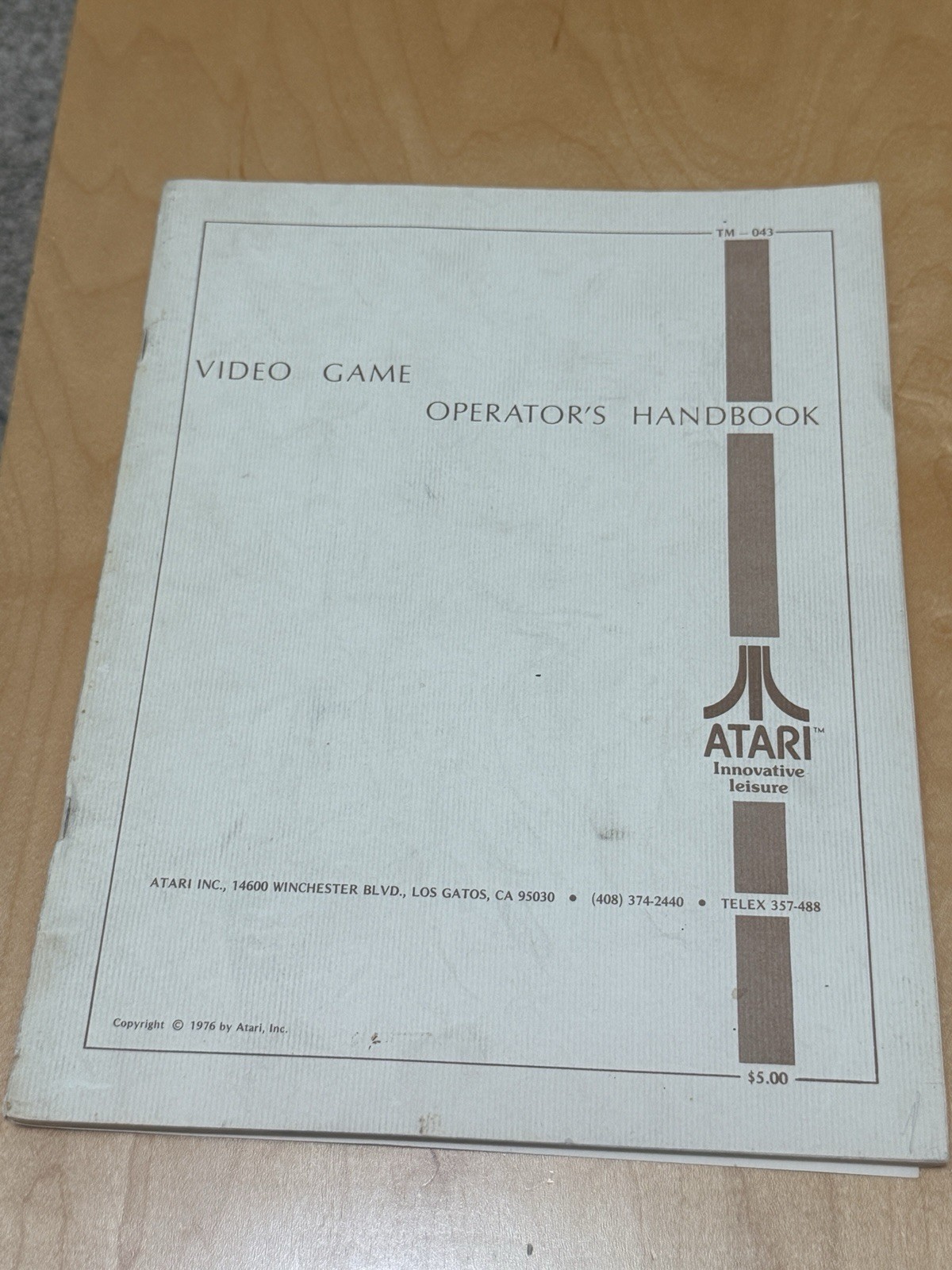 Atari original Video Game operator’s handbook 1976 Fun Factory