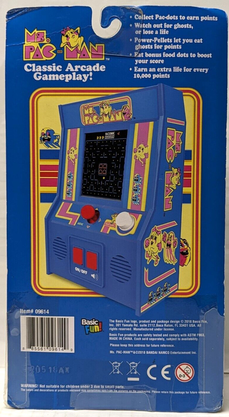 Ms. PAC-MAN Color Retro Mini ARCADE CONSOLE w/ Sound Sealed 2018 Basic Fun